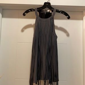 Lavender Brown gray silk fringe top